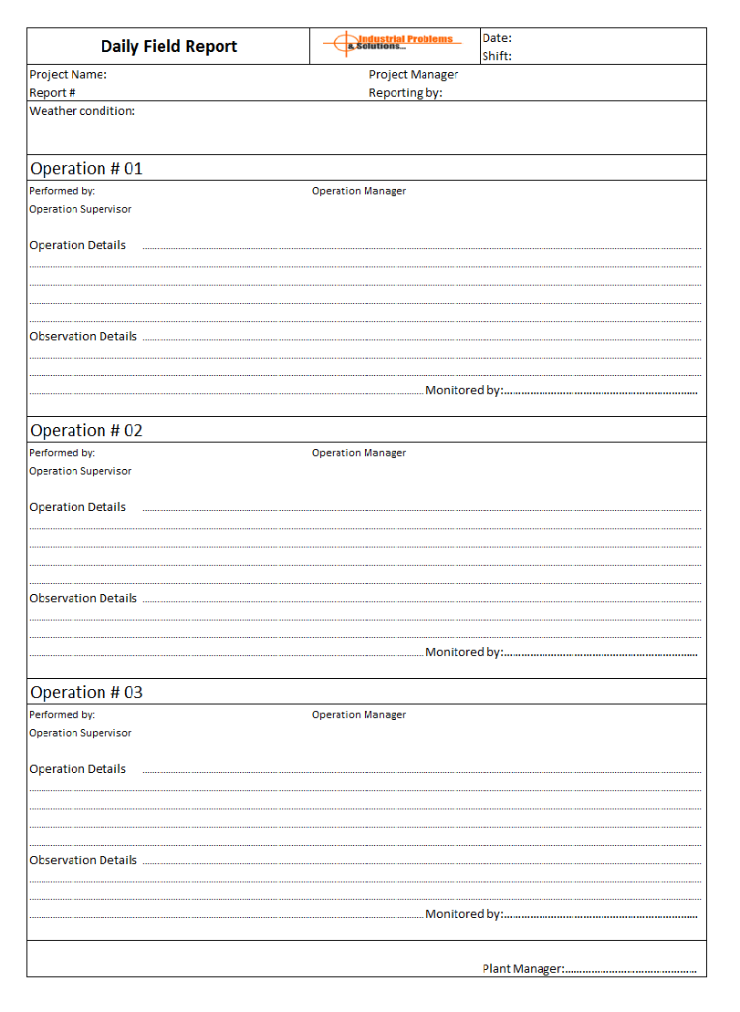 Daily Field Report Format