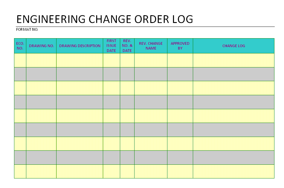 Engineering Change Order Log format Samples Word Document Download