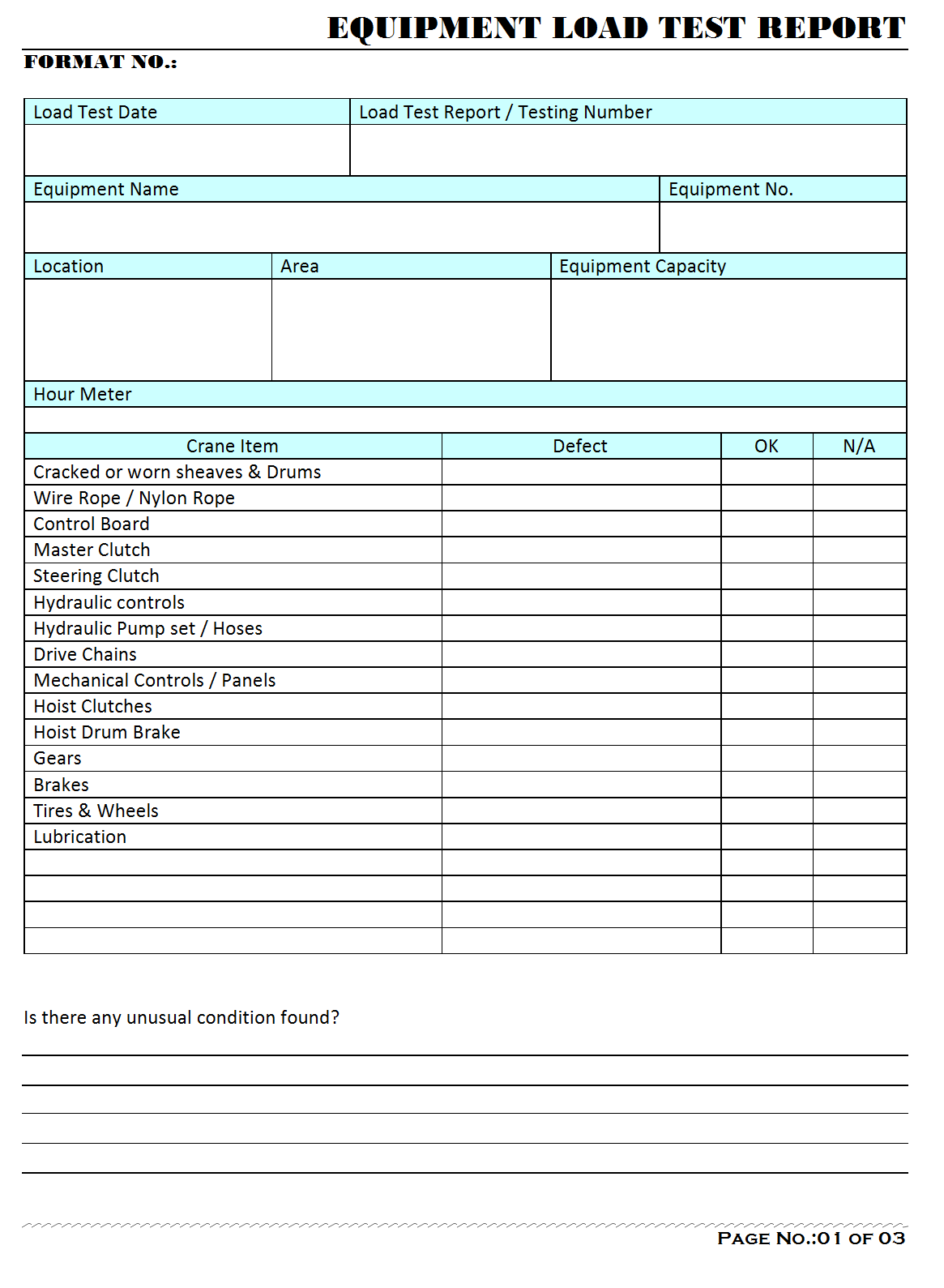 Machine Breakdown Report Template