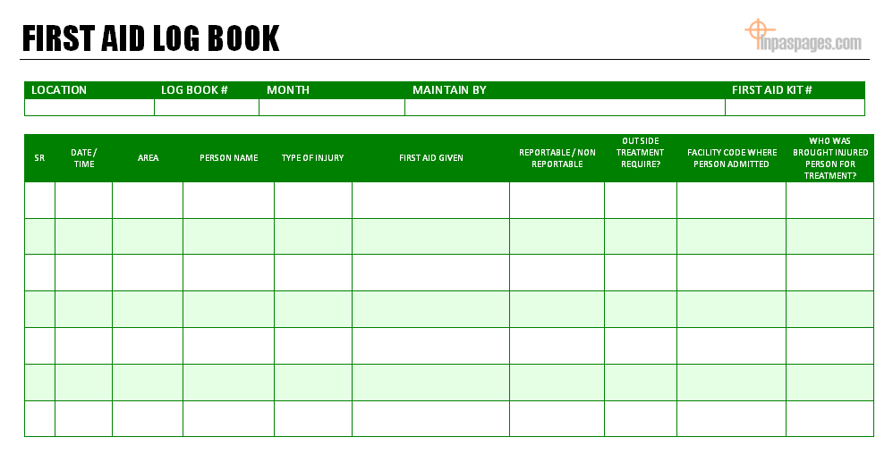 First Aid Kit Log Sheet At Katherine Frazier Blog