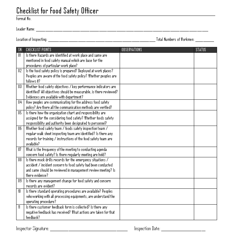 Example Of Safety Officer Report