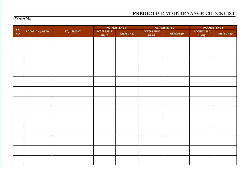 Download Predictive Maintenance Checklist Gantt Chart Excel Template