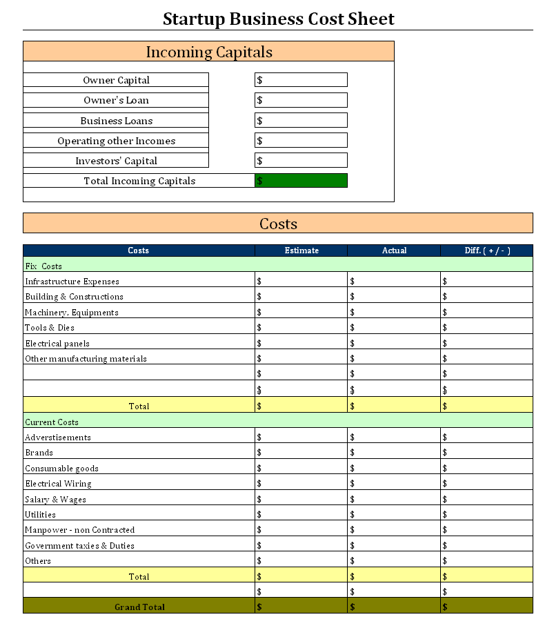 startup-business-cost-sheet-business-startup-costing-format-samples-excel-word-document