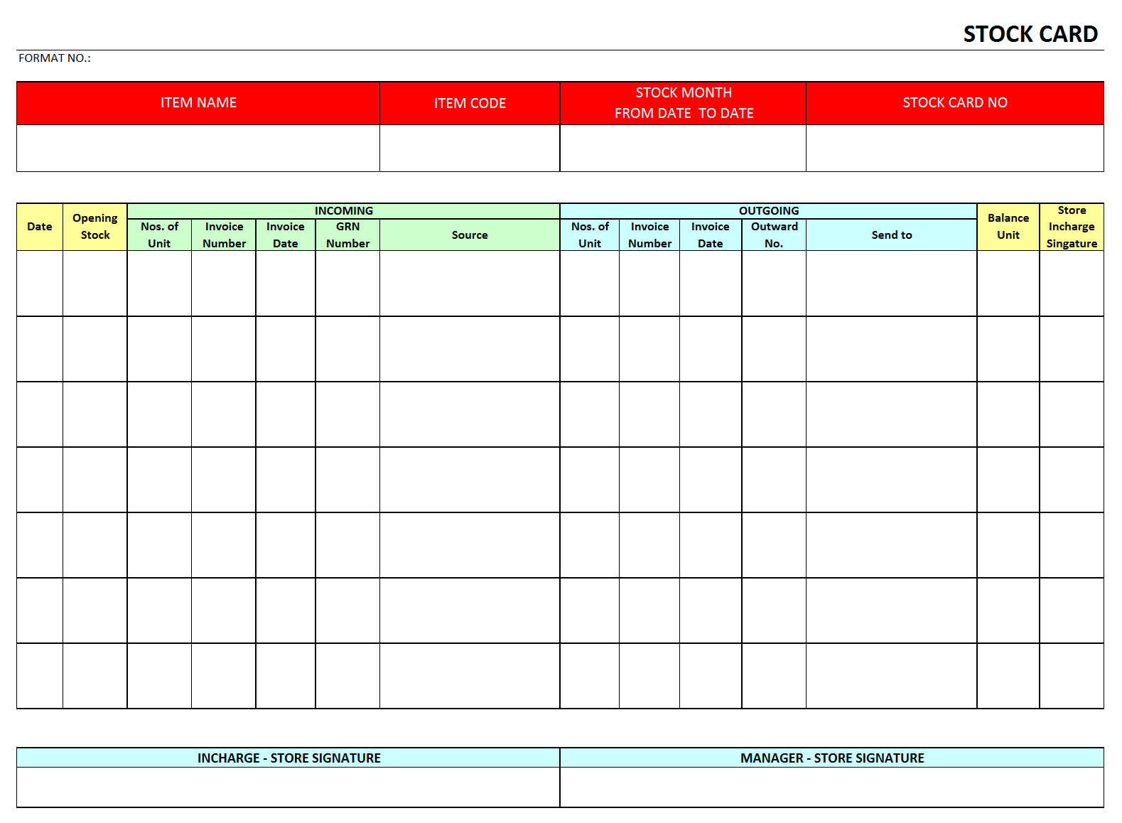 Stock Card format  Samples  Word Document Download Regarding Stock Report Template Excel