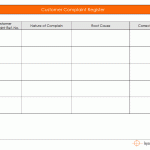Customer Complaint register template