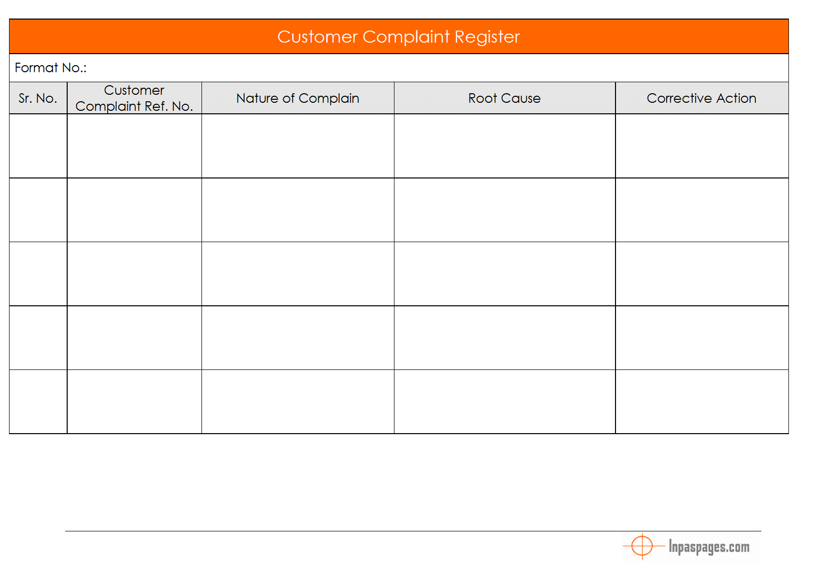 Free complaint log template