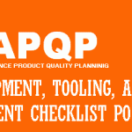 NEW EQUIPMENT, TOOLING, AND TEST EQUIPMENT CHECKLIST