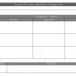 Special Process validation Criteria Plan
