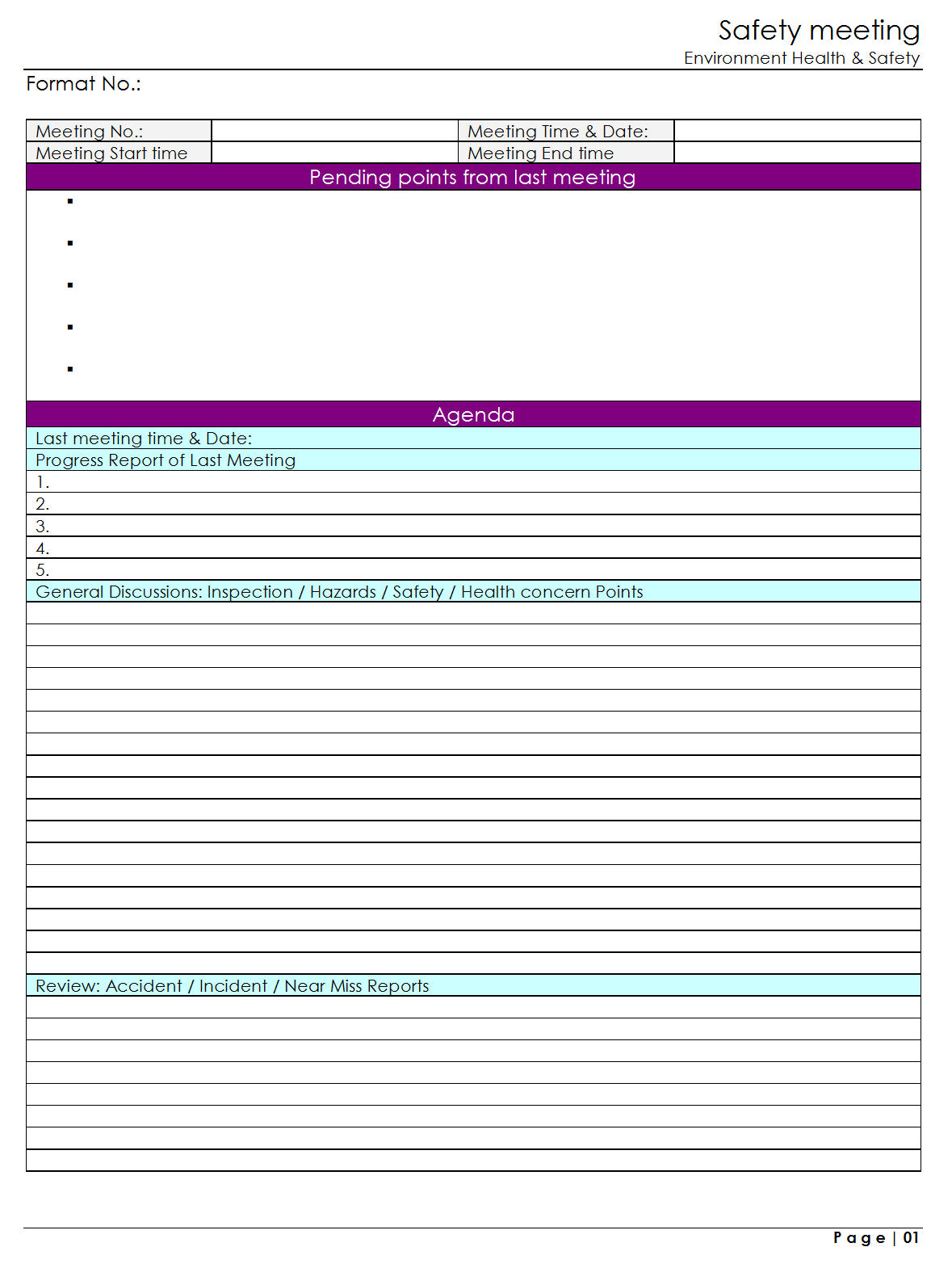Safety Committee Agenda Template