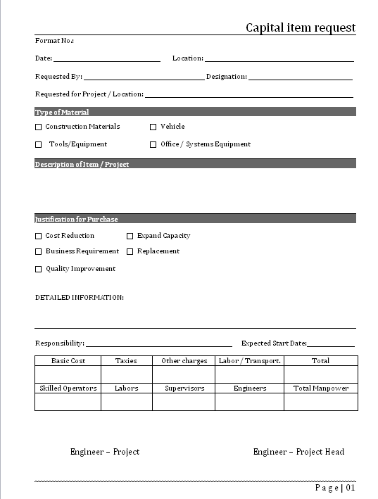 Capital Item Request
