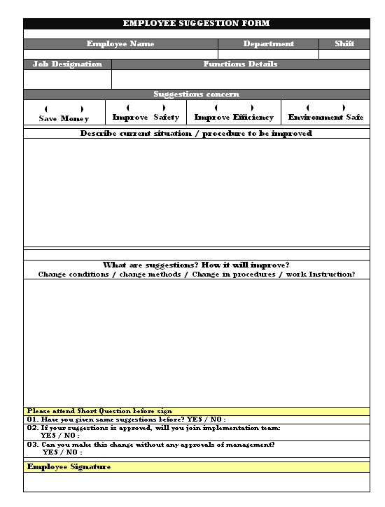 Employee Suggestion Form