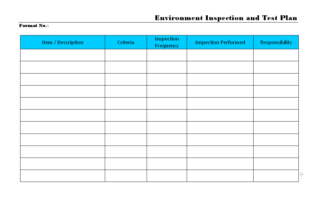 Test and inspection plan