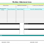 Machine Adjustment Form