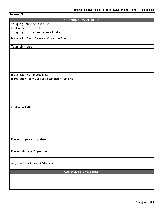 Machinery design project form page 3