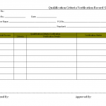 Qualification criteria verification record sheet