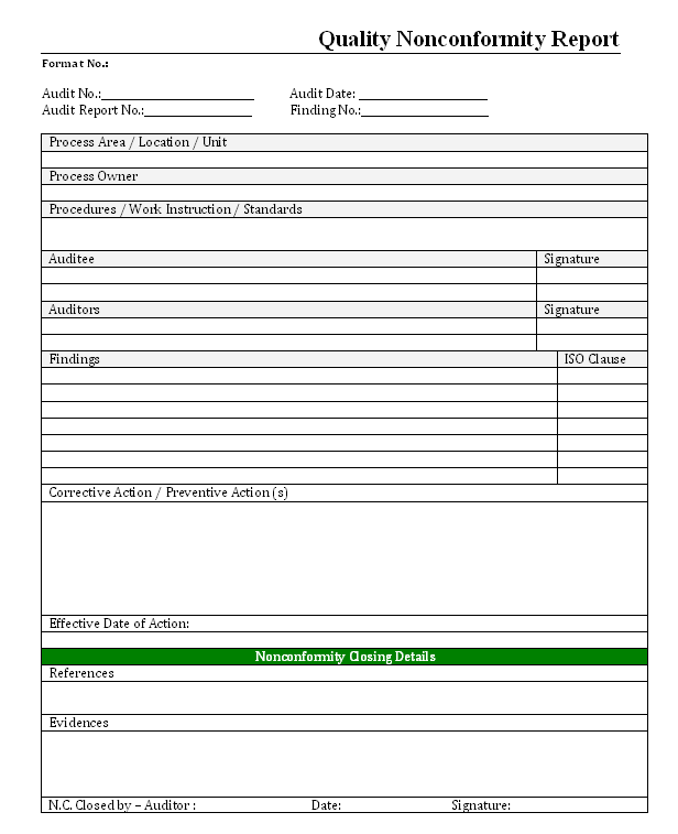 Audit Report Audit Plan Quality Audit