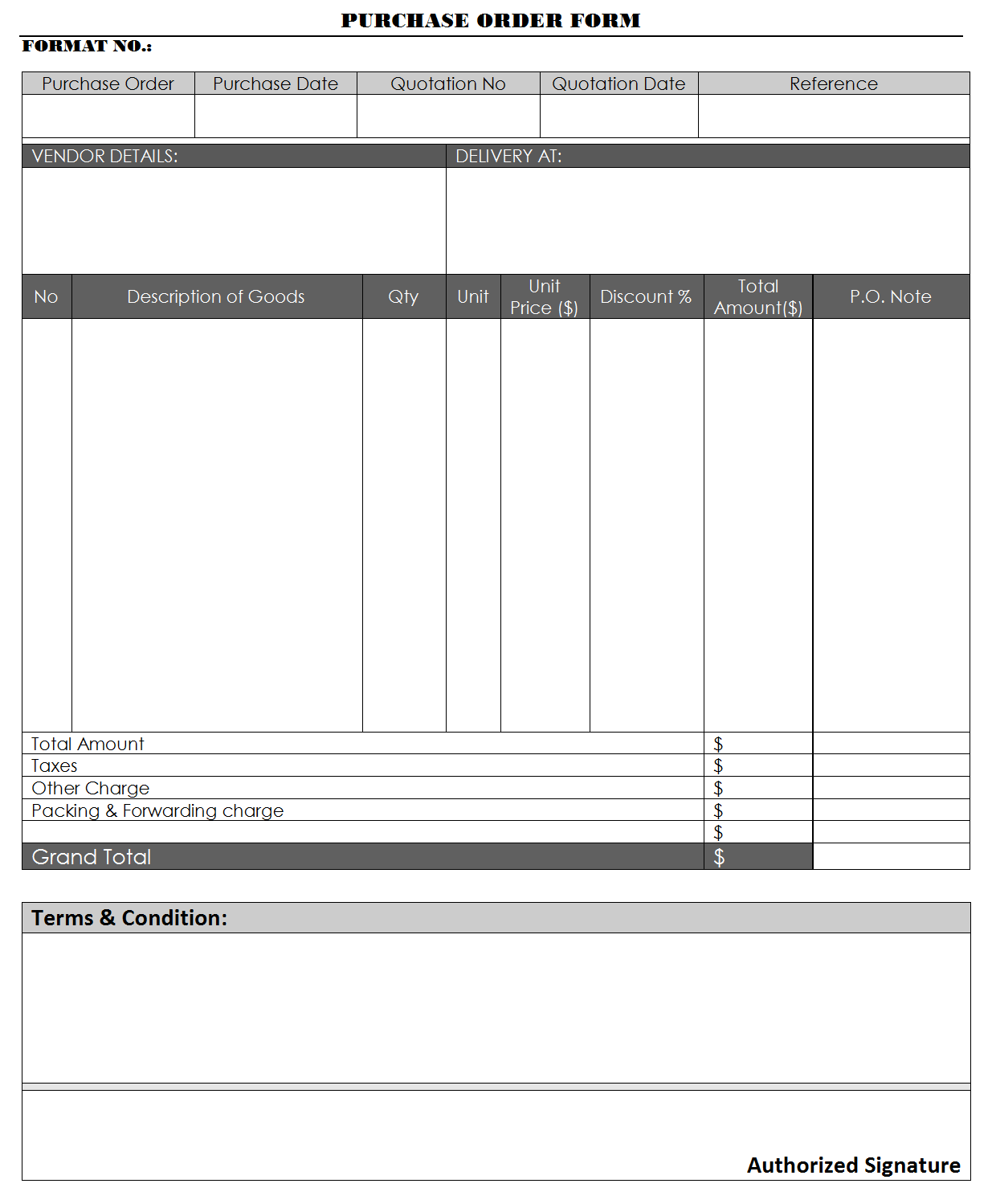 Free Excel Purchase Order Template from www.inpaspages.com