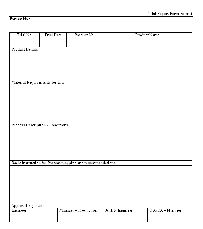 Trial report form format