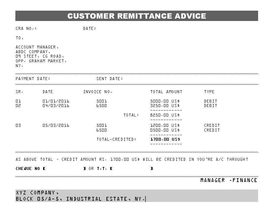 Remittance Advice Slip Template Free