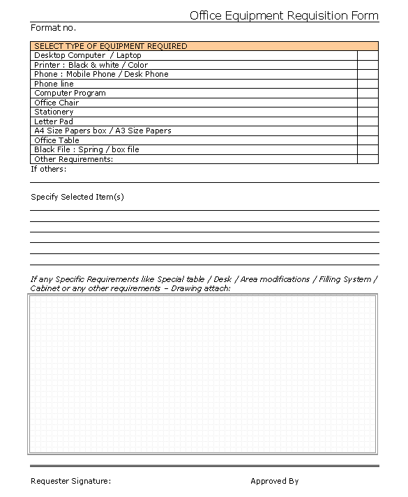 Office equipment requisition form