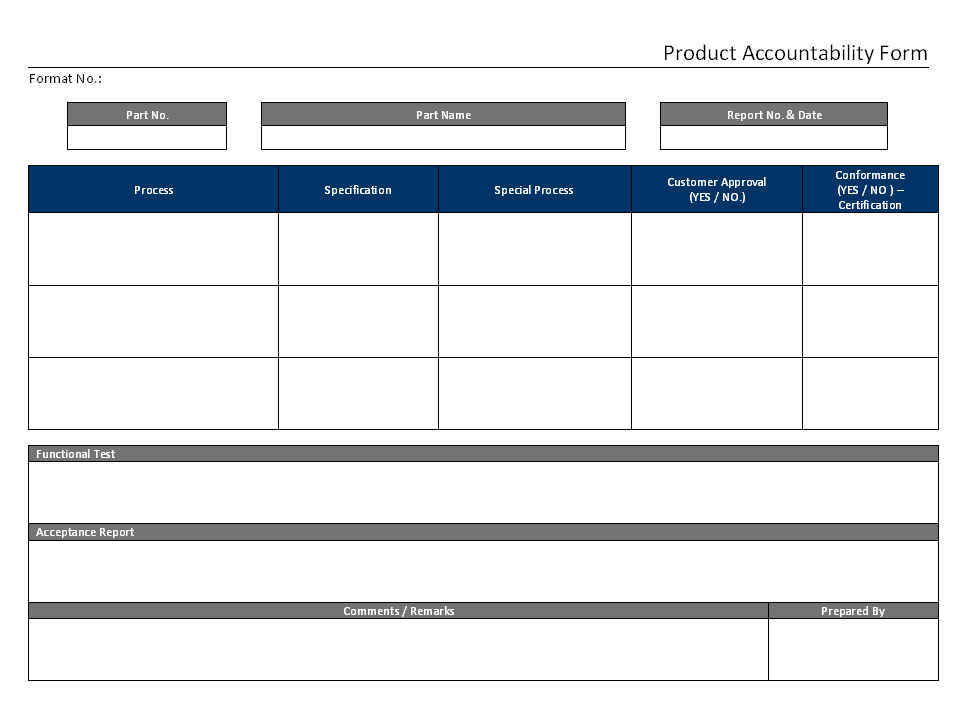 Product Accountability form
