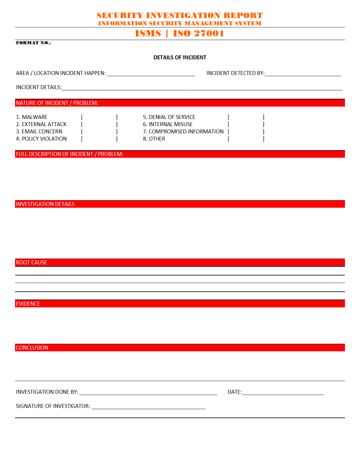 Security Investigation Report - Inside Incident Report Template Microsoft