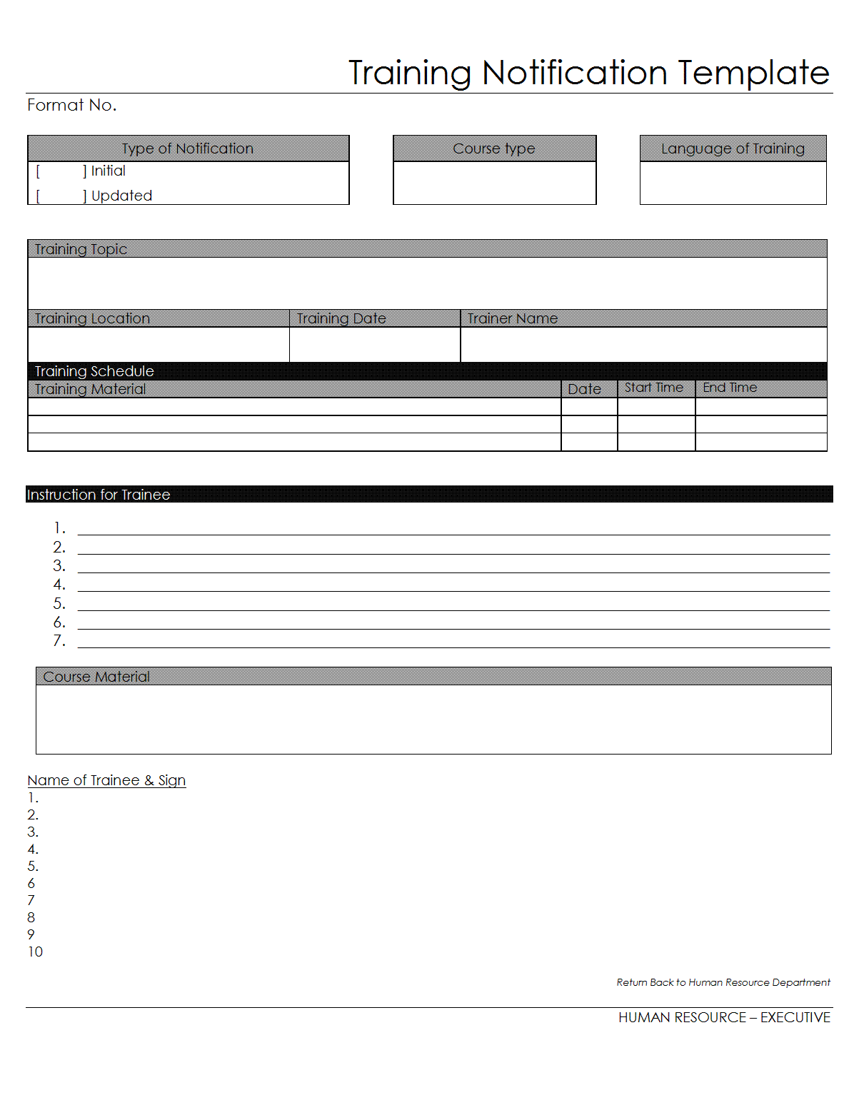 Training Notification Template - With Regard To Training Report Template Format