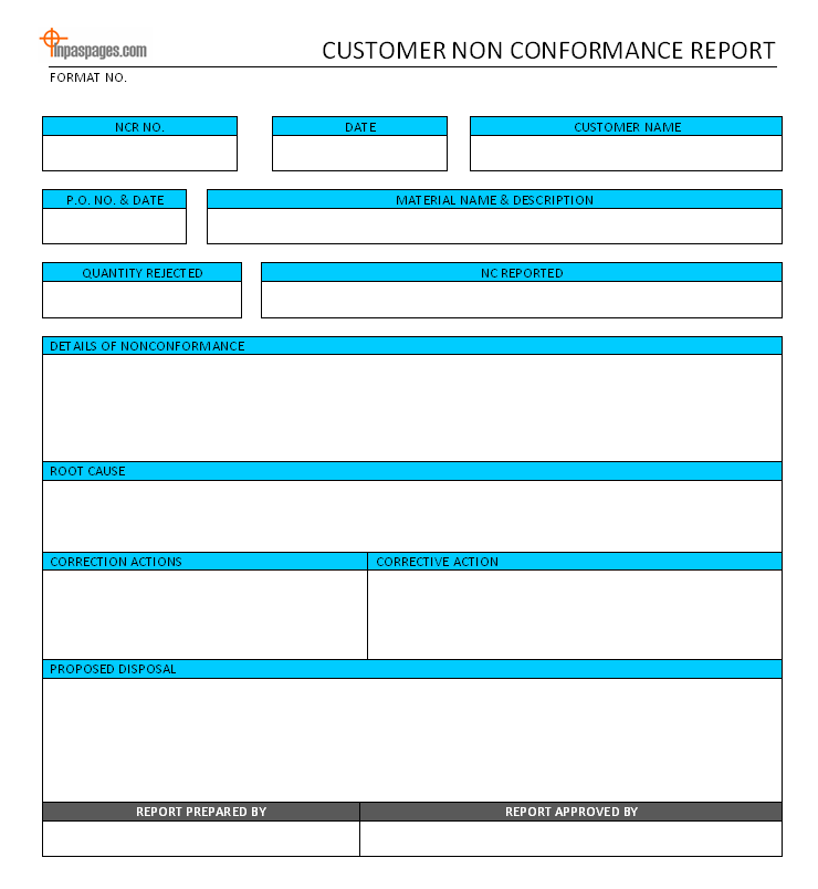 Customer Non Conformance Report