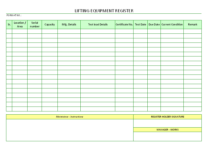 Electrical Test And Tag Register Template