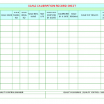 Scale Calibration Record Sheet