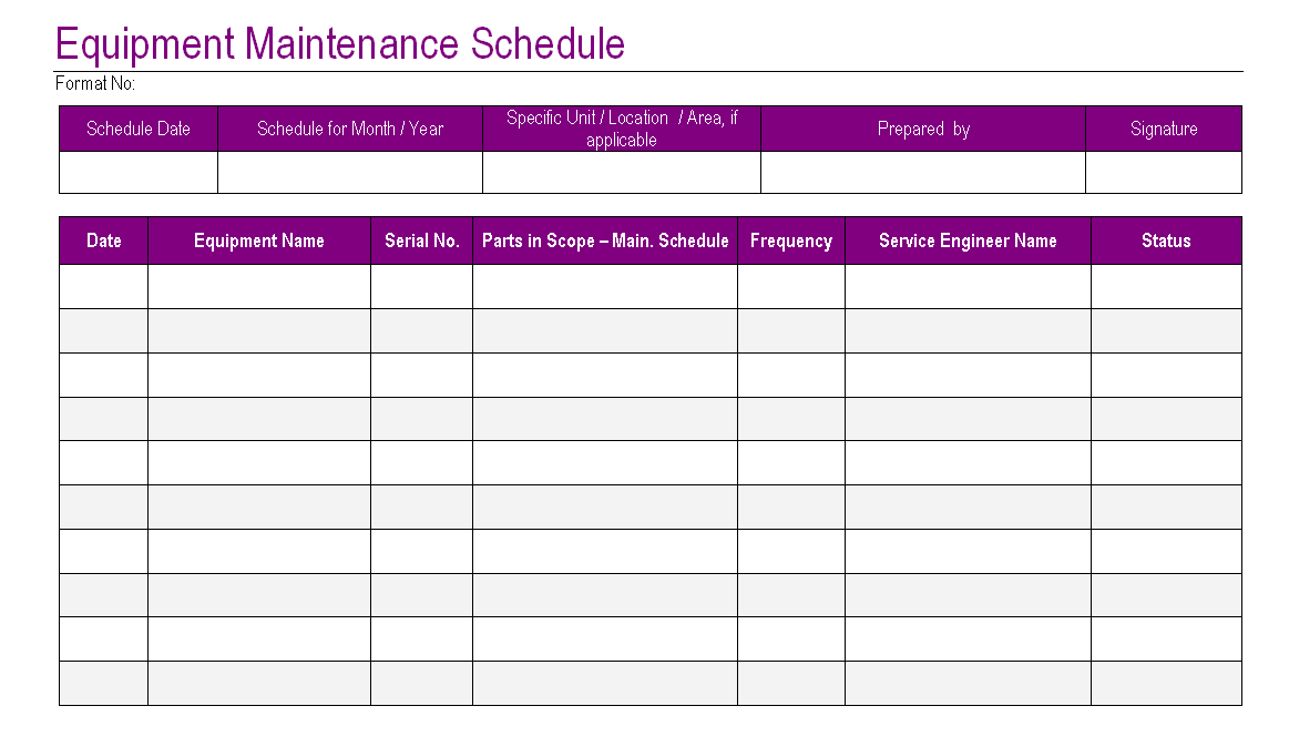 Free Preventive Maintenance Schedule Template For Your Needs
