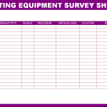 Lifting equipment survey sheet