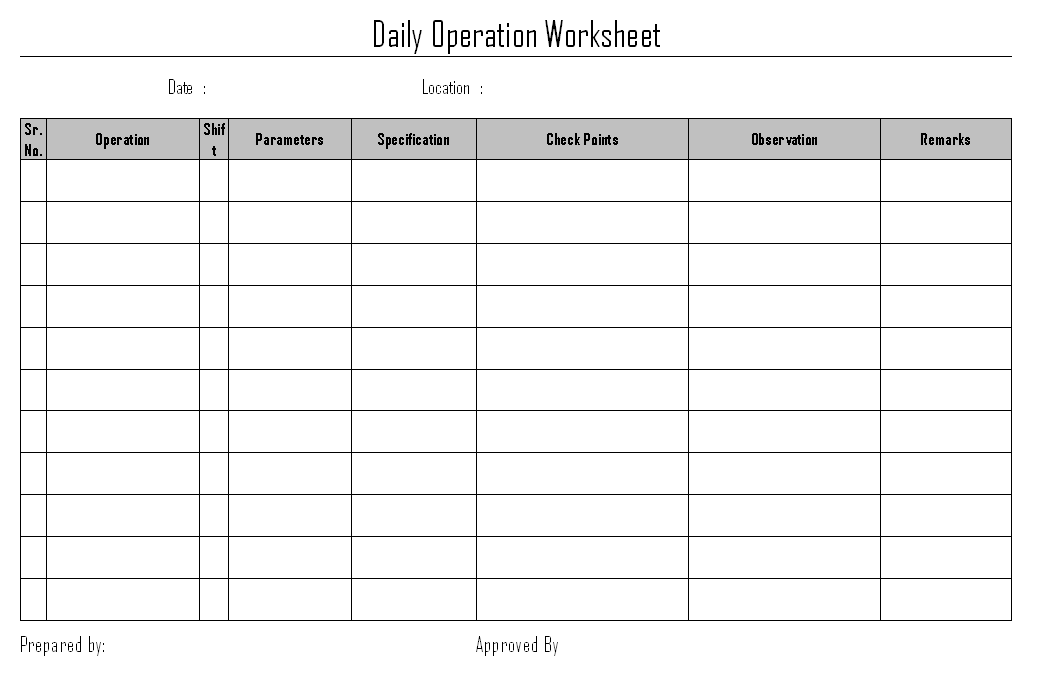 Free sample daily activity report