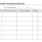 Service Provider Evaluation record