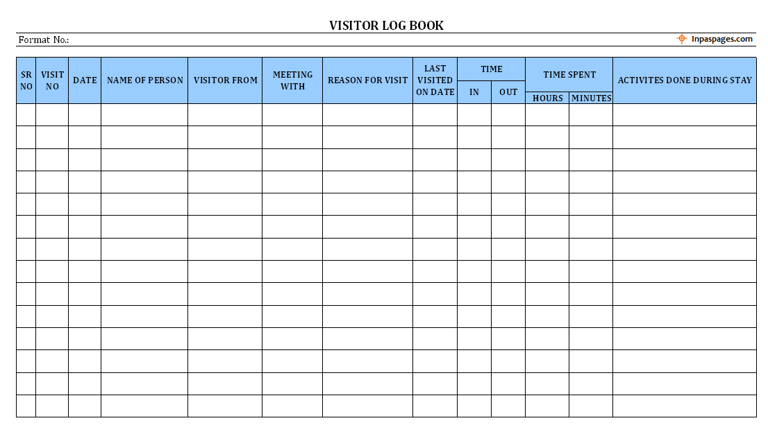 Visitor log book