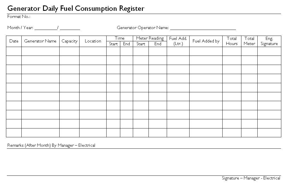 Diesel Consumption Chart