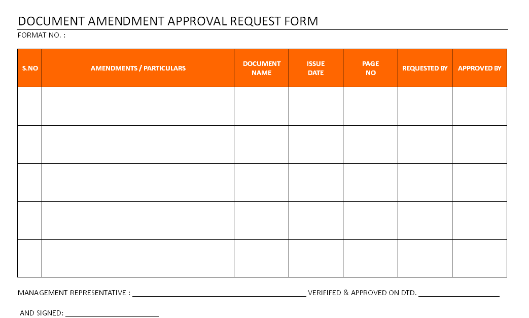 Document amendment approval request form
