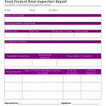 Food product final inspection report