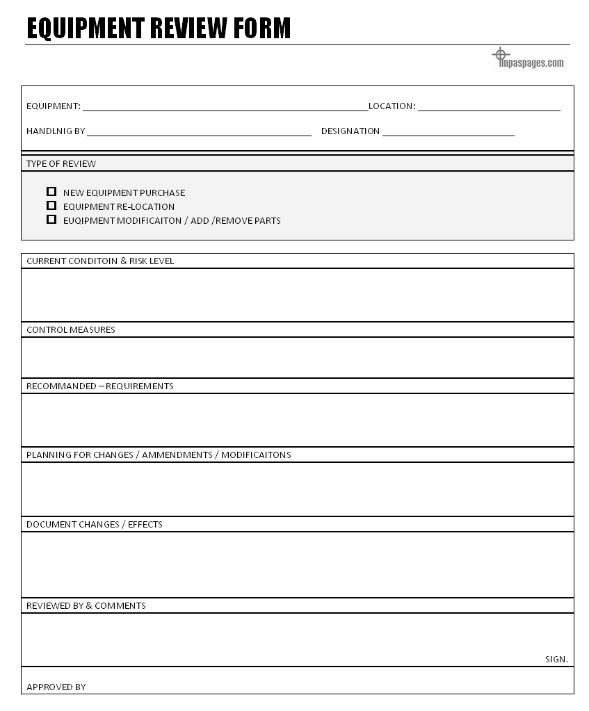 Equipment review form