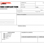Initial customer complaint form