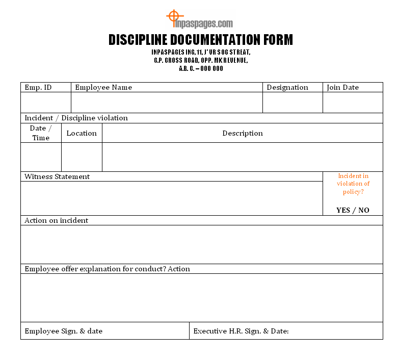 Human Resources Incident Report Template from www.inpaspages.com