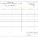 Finished food product checklist