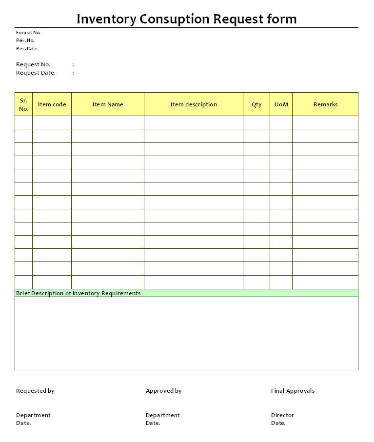 Template Of Inventory Form