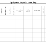 Equipment repair cost log