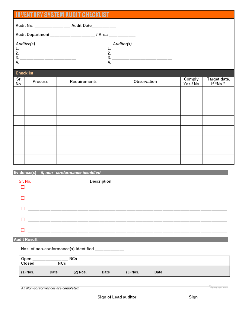 Inventory System Audit Document