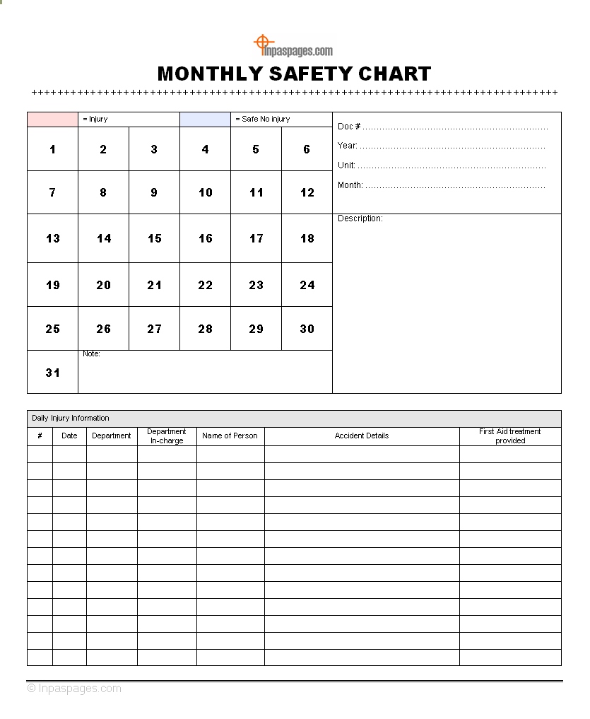 Monthly Chart Template