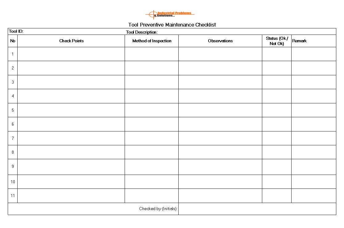 It also includes those projects which they benefits of using an equipment maintenance log. Preventative Maintenance Log In Excel - Tool Preventive Maintenance To Ensure The Tool Reliability