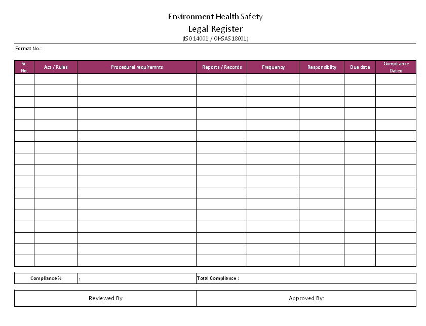 Legal Register format Excel PDF Sample