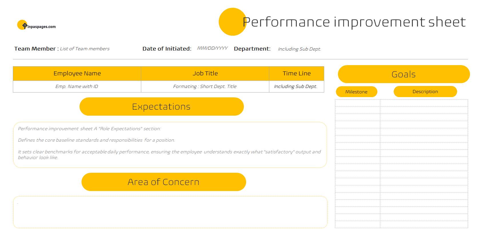 Performance Improvement format, Performance Improvement template, Performance Improvement example, Performance Improvement sample, Performance Improvement pdf