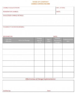 Change Control Records format